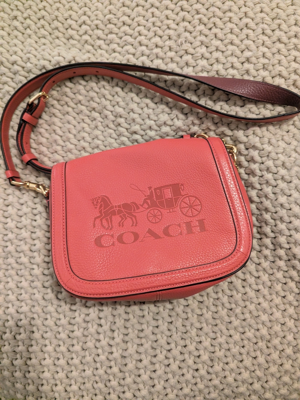 Authentic Coach NWT Pink Leather Crossbody Bag with Signature Carriage